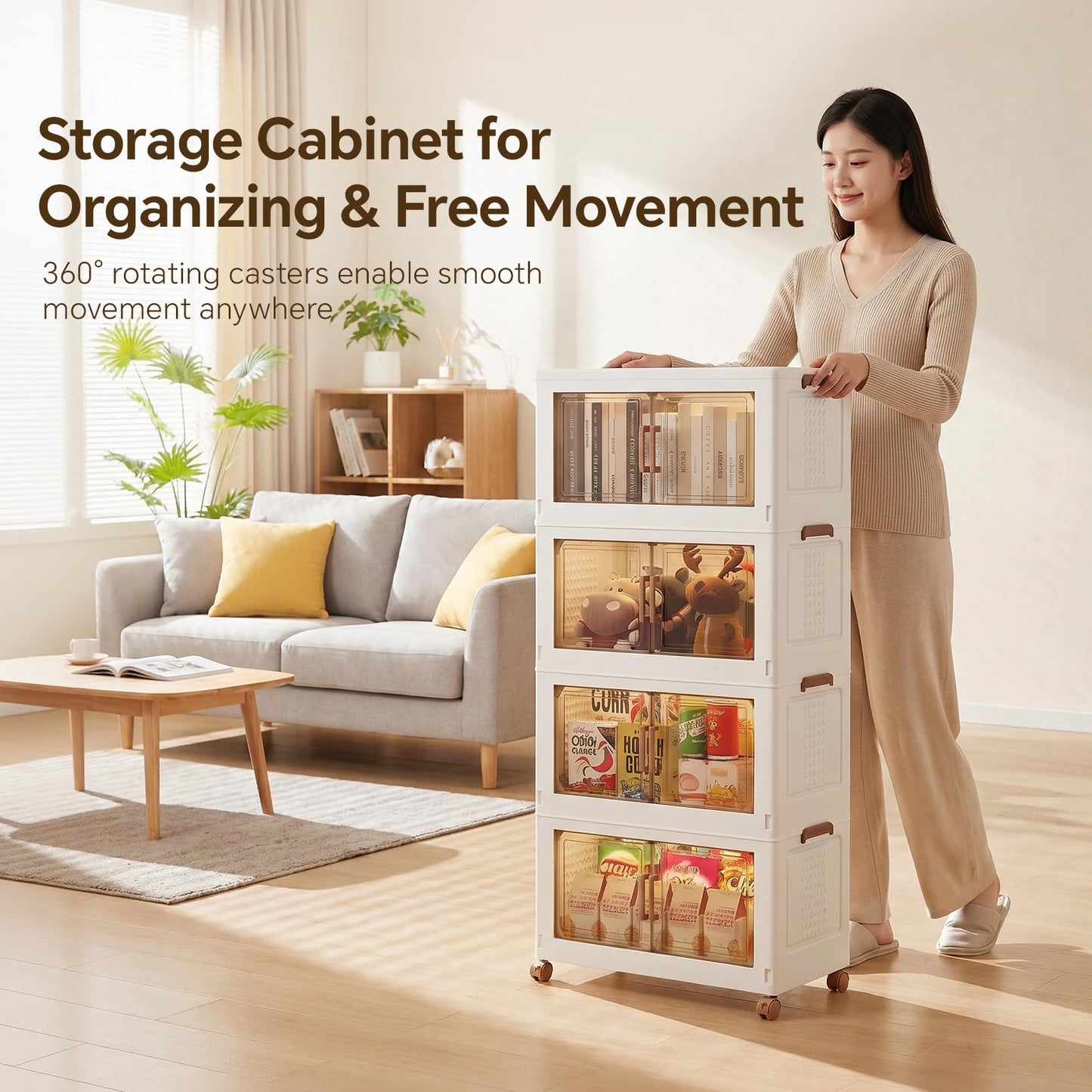 Roqao 3-Tier Folding Storage Cupboard, 72L