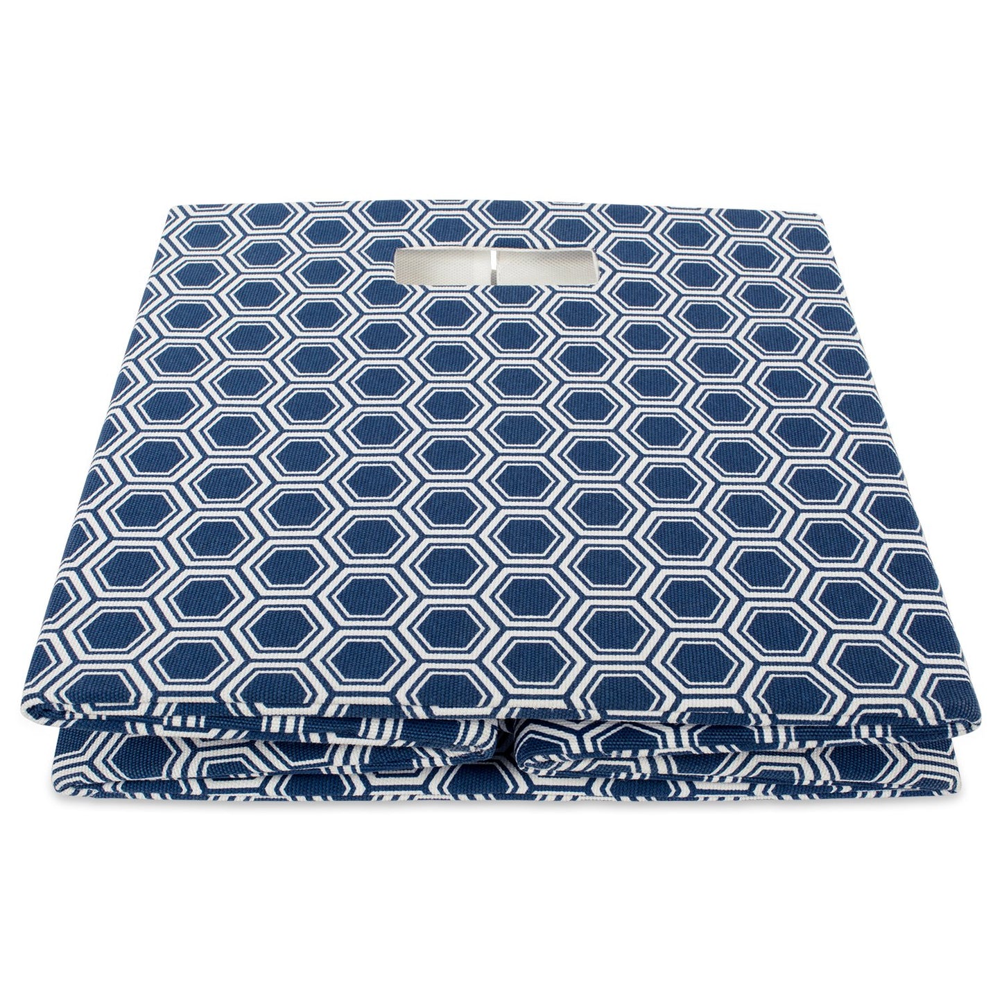 DII Hard Sided Collapsible Fabric Storage Container for Nursery, Offices, & Home Organization, (13x13x13) - Honeycomb Nautical Blue