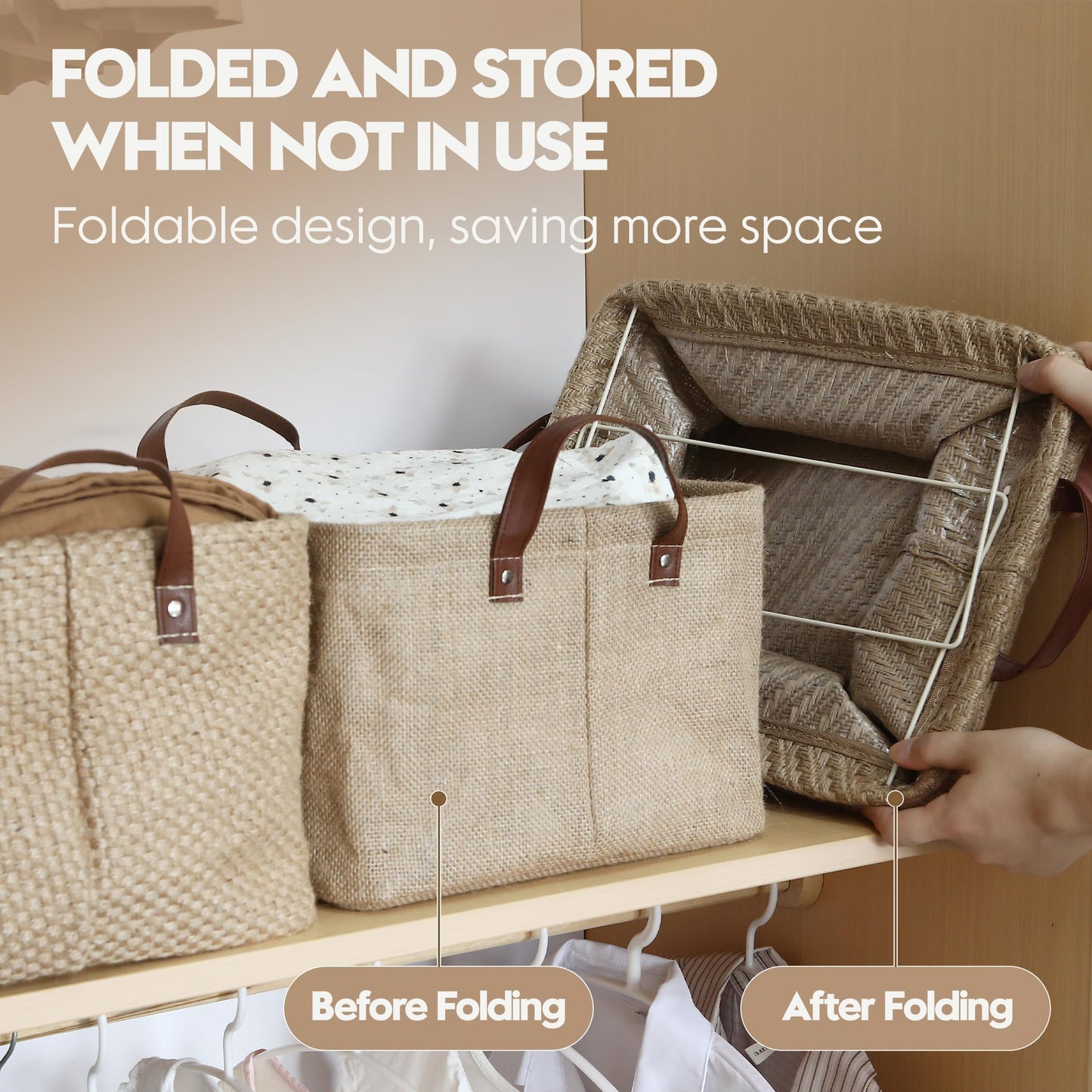 Sea Team Square Jute Storage Basket with Metal Frame 37x28x20cm