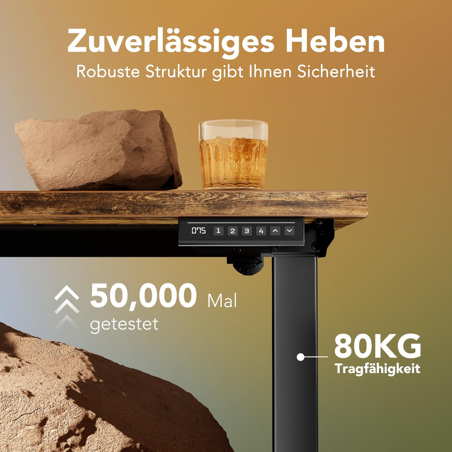 HUANUO 90 x 60 cm Standing Desk with 4 Memory Height Settings, Sit Stand Up Desk for Home Office & Computer Workstation
