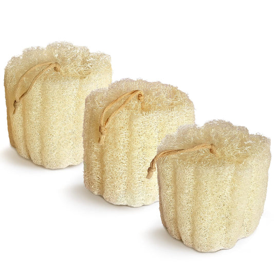 Natural Shower Loofah Sponge, Bath Exfoliating Loofa Body Scrubber, 5.5 ?Soft and Easy Foaming Spa Lufa Sponges (3 Pack)