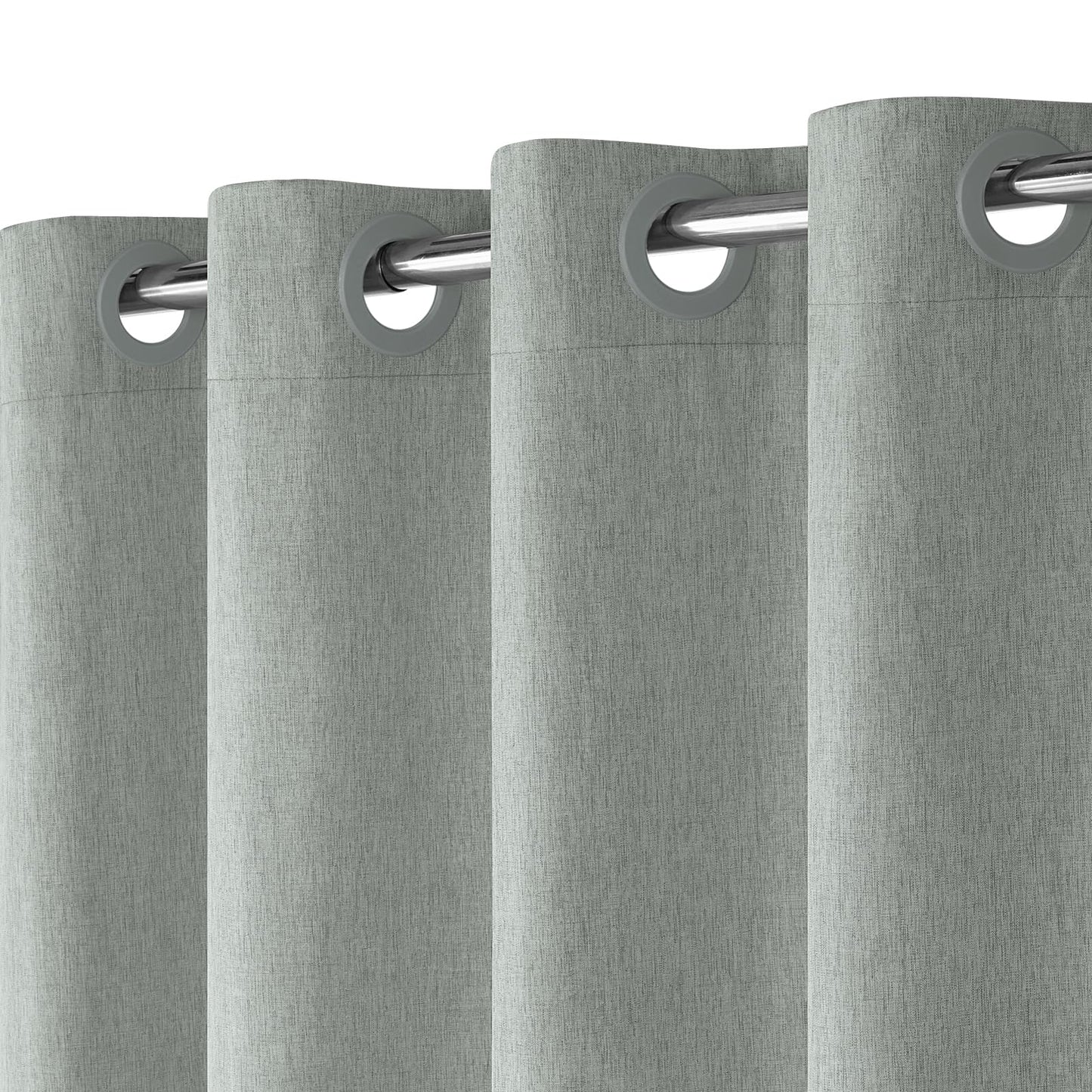Hotel Style No Hook Rustic Linen Shower Curtain for Bathroom 230GSM Thick Fabric Texture Shower Curtains, Enhanced Waterproof, Weighted Hem