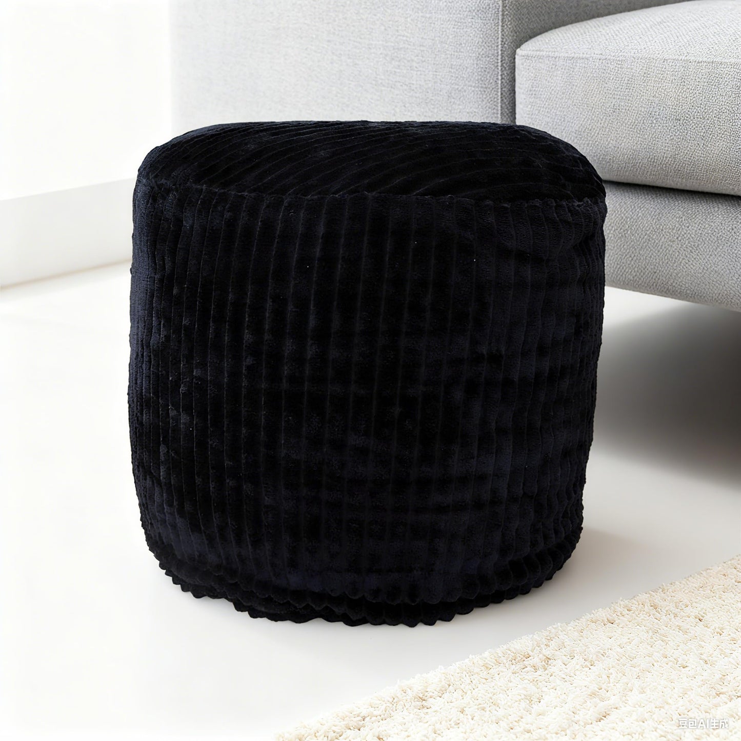 lygooh Unstuffed Footstool Bean Bag Cover Round Pouf Ottoman Foot Stool