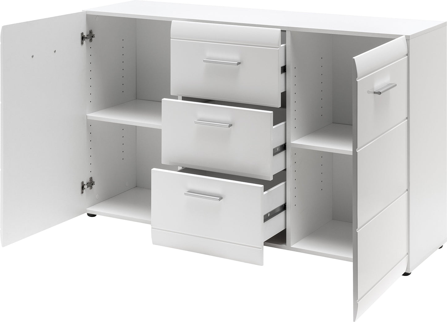 Germania Sideboard 3580-84 GW-Adana, in White, Fronts high gloss with groove milling, 144 x 86 x 40 cm (WxHxD)