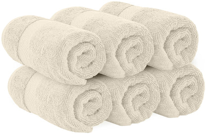 White Classic - Luxury Towel Set for Bathroom, Hotel, Spa, Kitchen, Egyptian Cotton, 16 x 30 Inches, 6 Piece Set Ivory