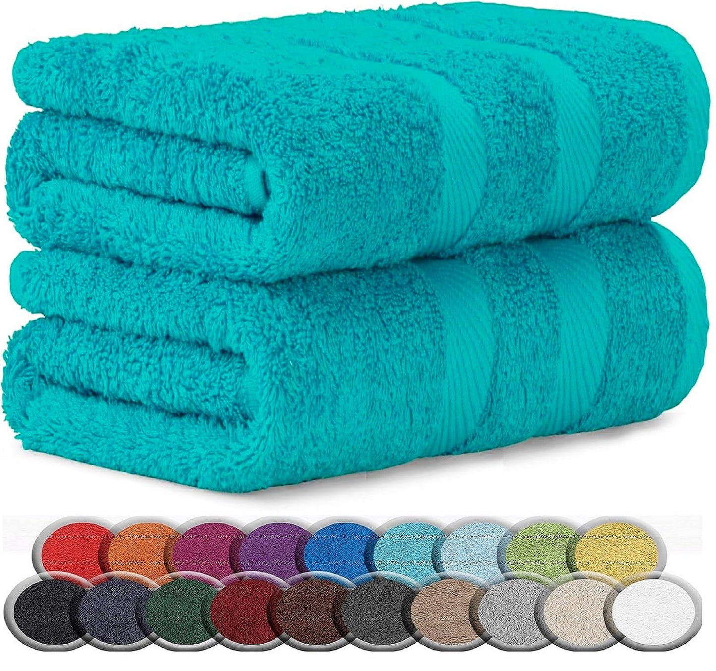 LoomTrove Pack of 2 Extra Large Jumbo Bath Sheets 100 x 200 cm 100% Egyptian Combed Cotton XL Towels Quick Dry Big Bath Sheet Super Soft Hotel