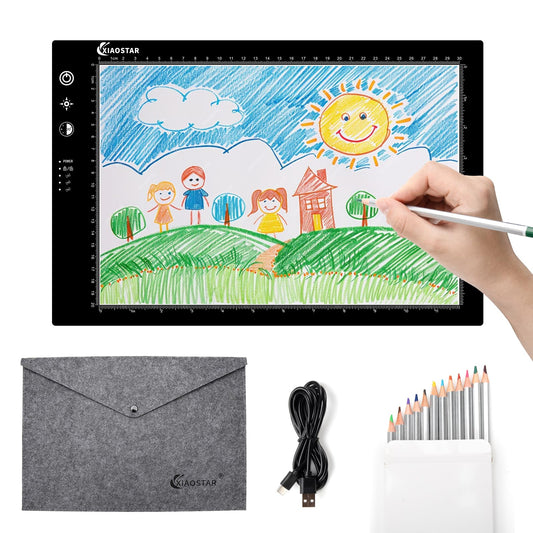 Light Box Drawing A4,Tracing Board with Brightness Adjustable for Artists, Animation Drawing, Sketching, Animation, X-ray Viewing (A4(Timer))