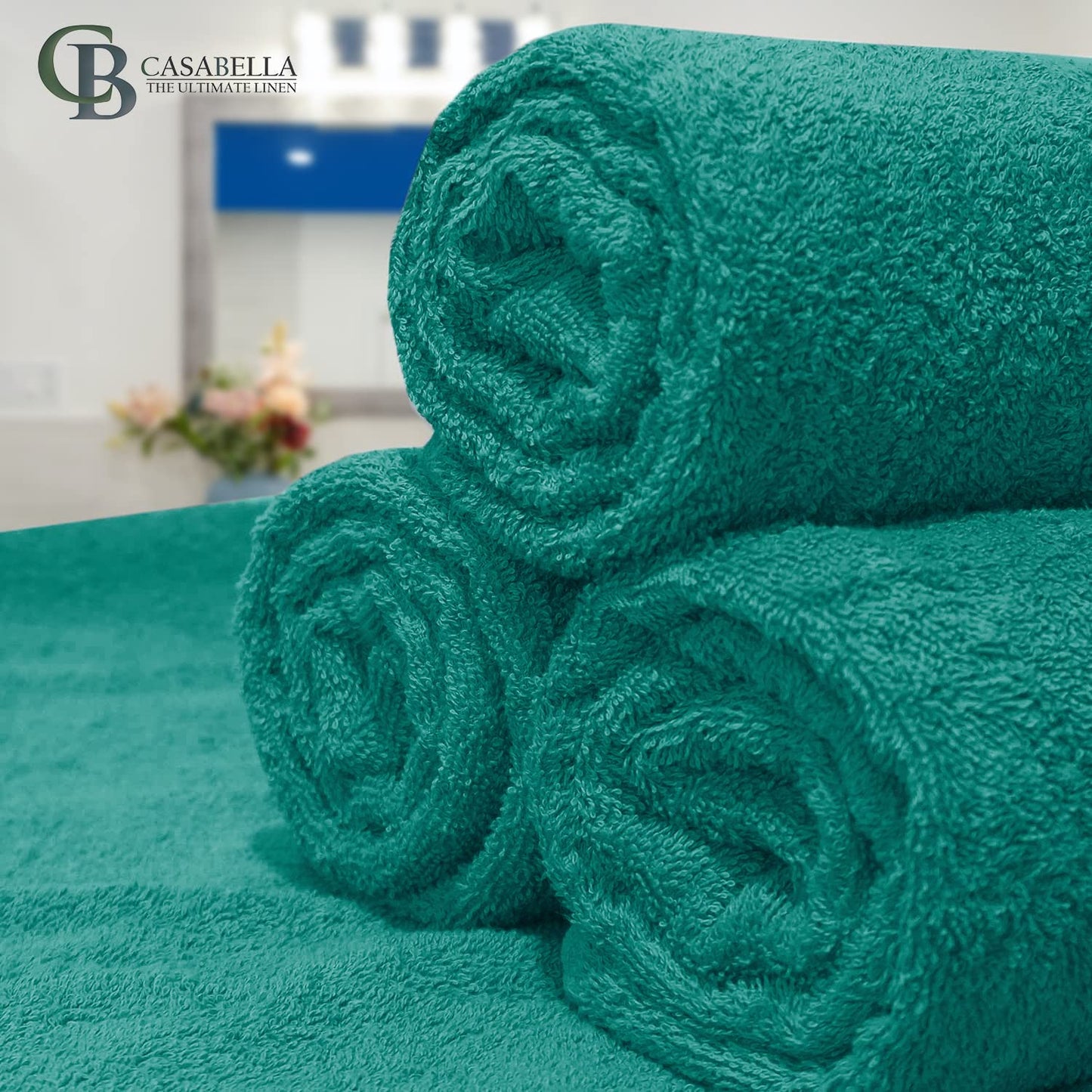 Casabella Luxury Pack Of 4 Bath Sheet 100% Egyptian Cotton Super Soft towel_Jade Green (4 Bath Sheet, Jade Green)