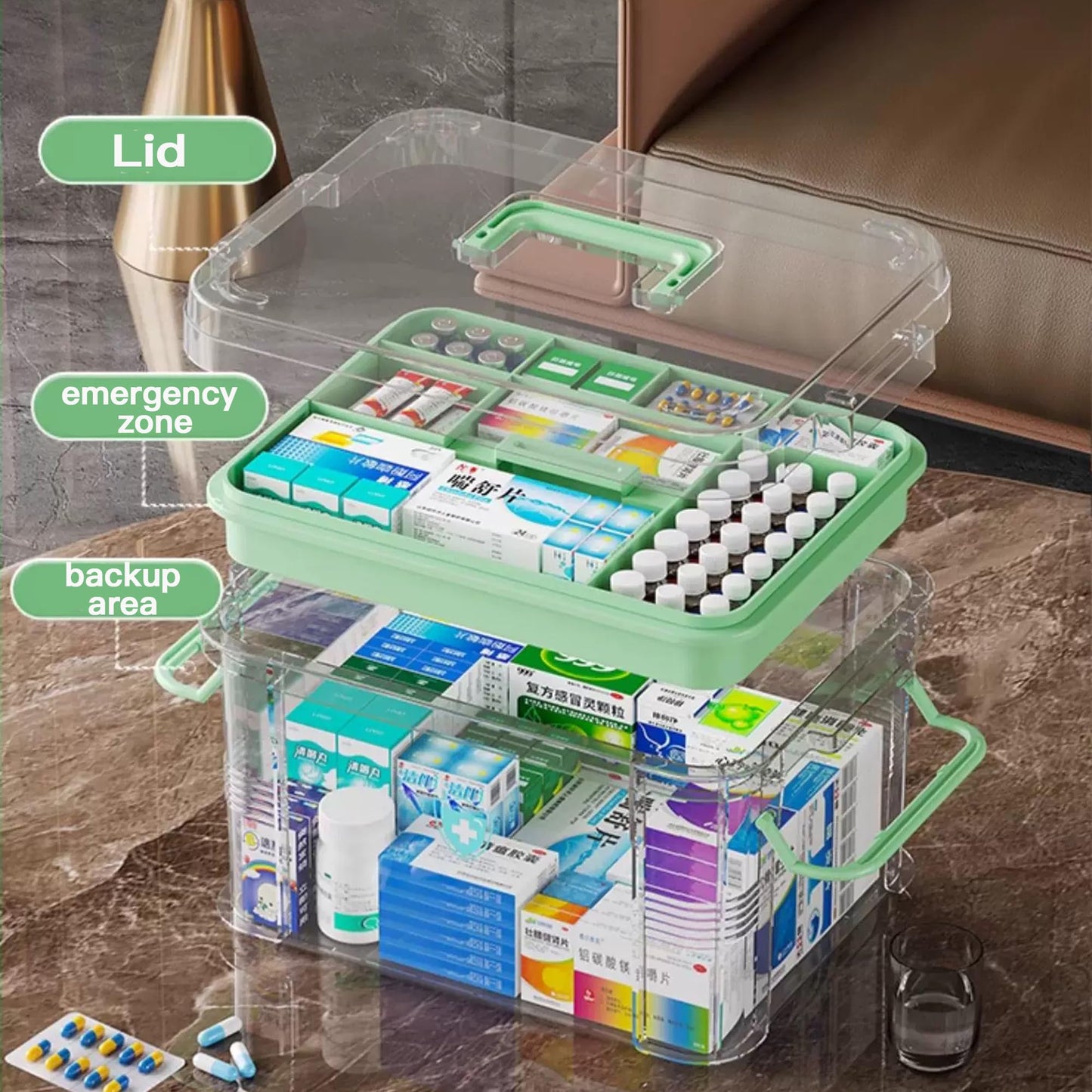 imuounl Medicine Storage Box, Medicine Container Box, First Aid Box Household Medicine Container For Medicine Storage