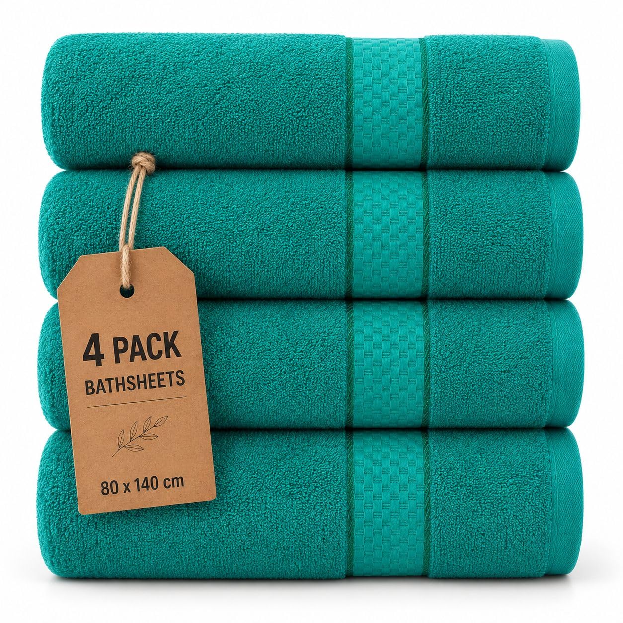 Casabella Luxury Pack Of 4 Bath Sheet 100% Egyptian Cotton Super Soft towel_Jade Green (4 Bath Sheet, Jade Green)