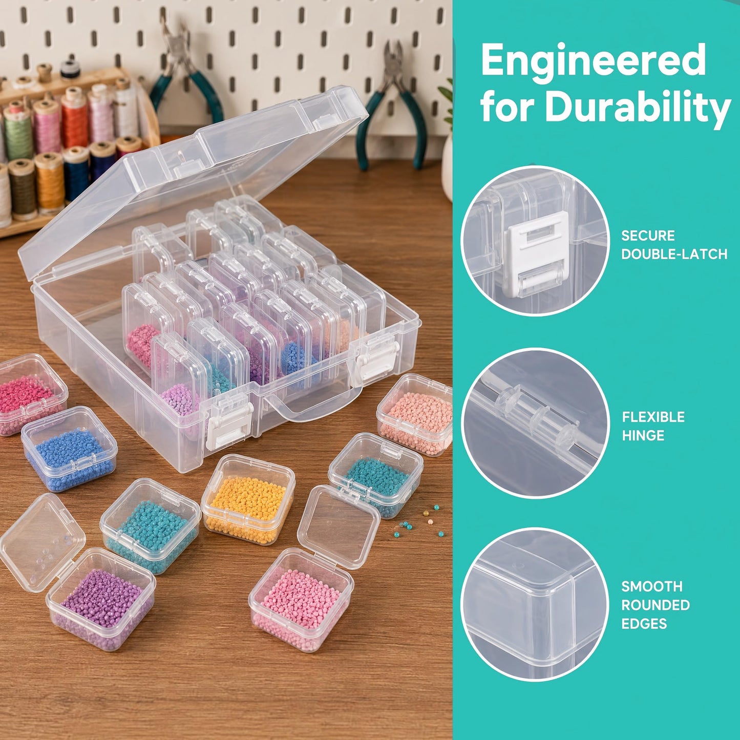 YBCCBY 72 Pcs Bead Storage Box with Lids for Crafts Small Parts