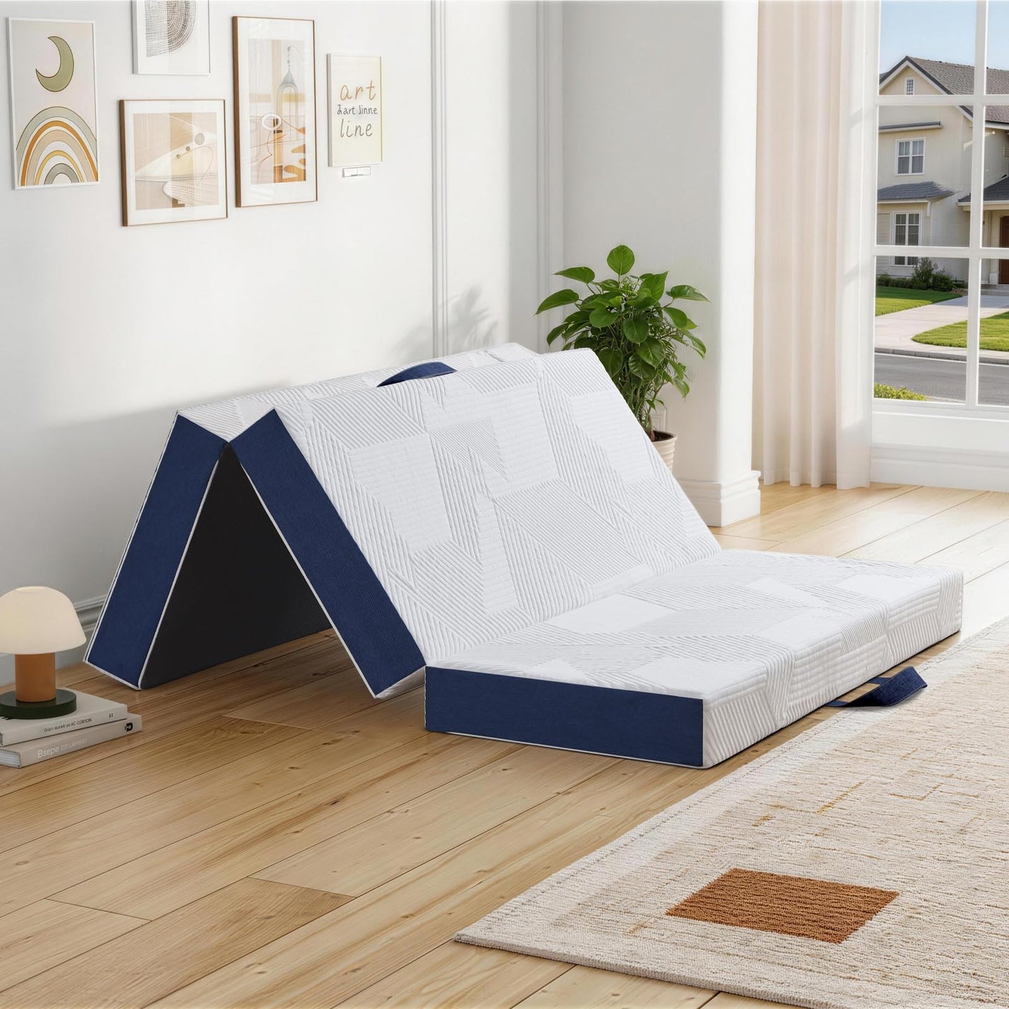 Hiimgo Folding Mattress,Double Memory Foam Trifold Mattress,135x190x10cm