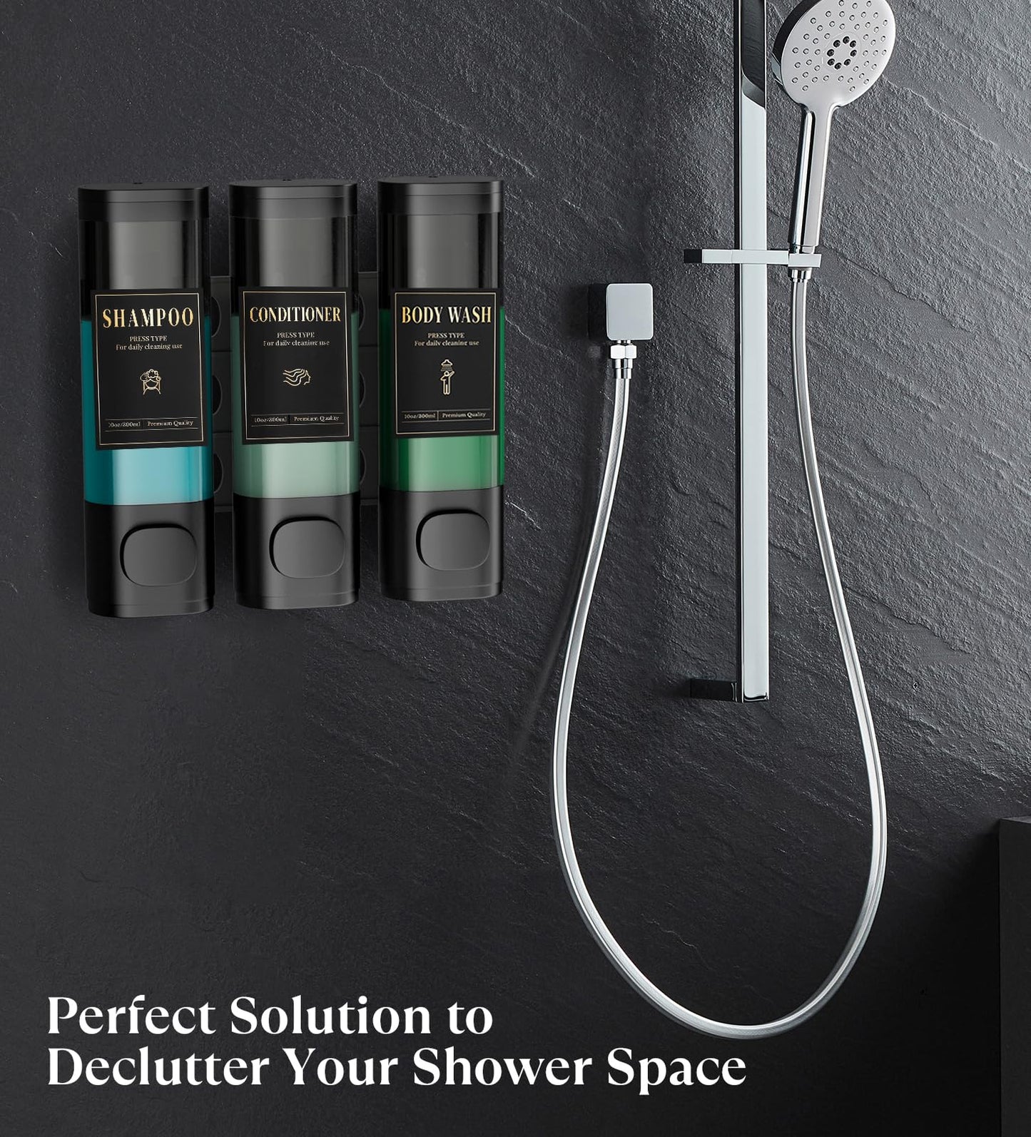 Luxspire Shampoo and Conditioner Dispenser, Shower Soap Dispenser 3-Chamber