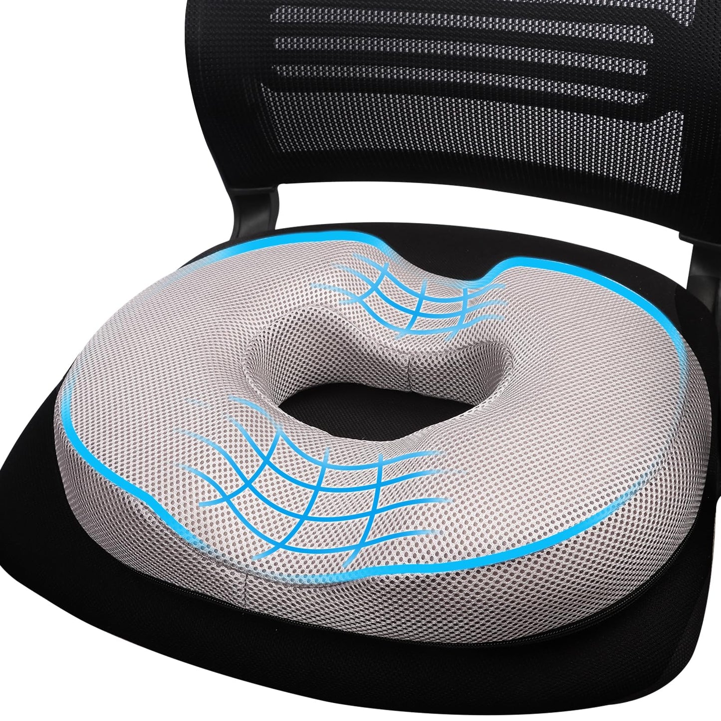 Bomiclss Donut Chair Seat Cushion with Center Hole & U-Shaped Cutout, Memory Foam Office Chair Cushions