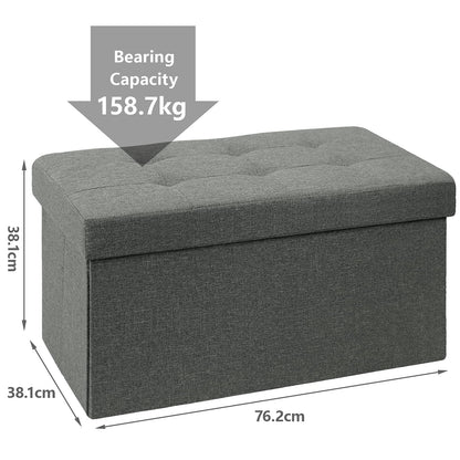 BRIAN & DANY Folding Linen Storage Boxes Footstool Ottoman, Foot Rest Stool, Foldable Seat Bench Footrest - Dark Gray, 76 x 38 x 38 cm
