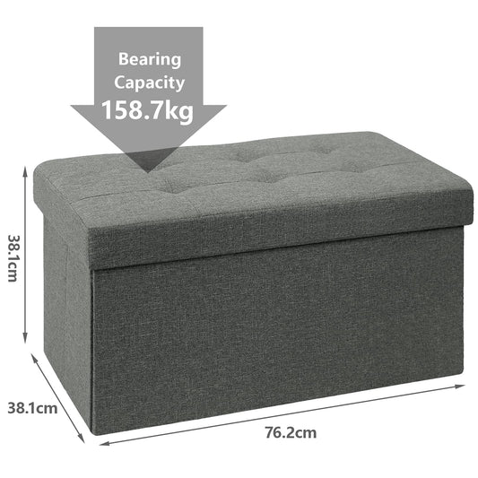 BRIAN & DANY Folding Linen Storage Boxes Footstool Ottoman, Foot Rest Stool, Foldable Seat Bench Footrest - Dark Gray, 76 x 38 x 38 cm