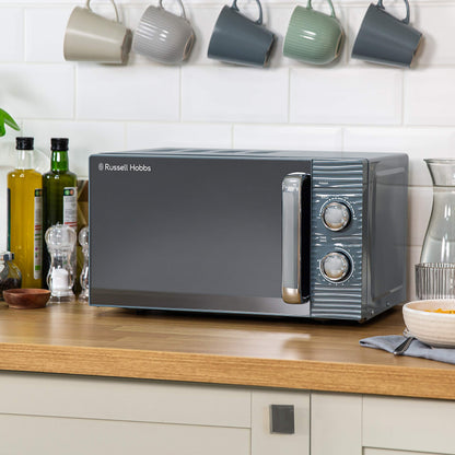 Russell Hobbs RHM1731G Inspire 17L 700w Grey Solo Manual Microwave with 5 Power Levels, Timer, Defrost Setting, Easy Clean