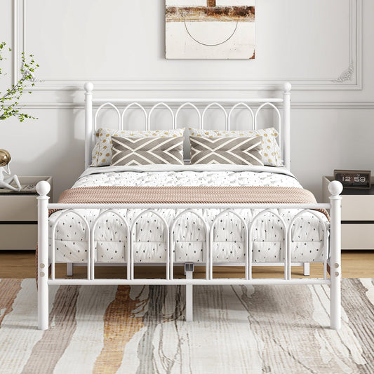 BOFENG Double Bed Frame with Headboard and Footboard,Metal Platform Bed Frame Double Bed With Storage No Box Spring Needed,Strong Steel Slat