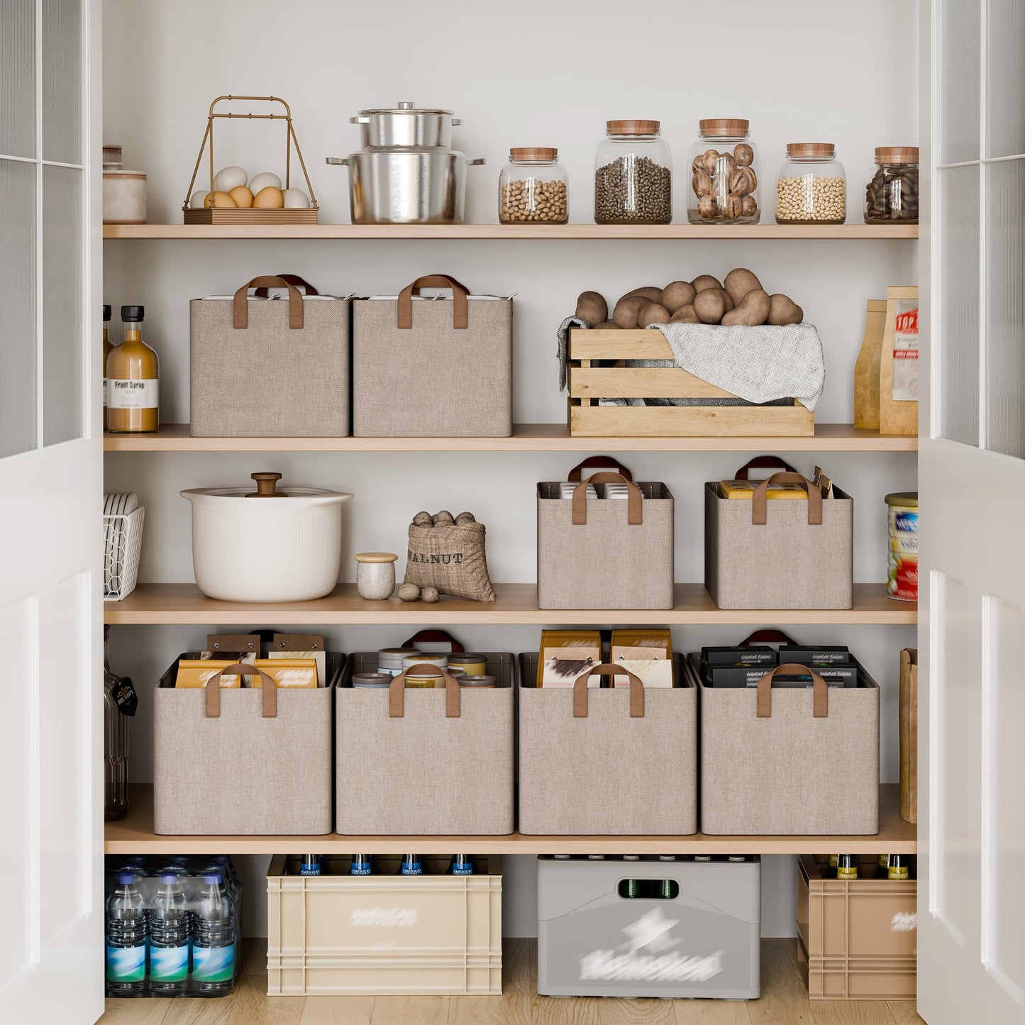 StorageWorks Storage Baskets for Shelves, Extra Large Fabric Storage Box with Handles, Wardrobe Organiser Boxes