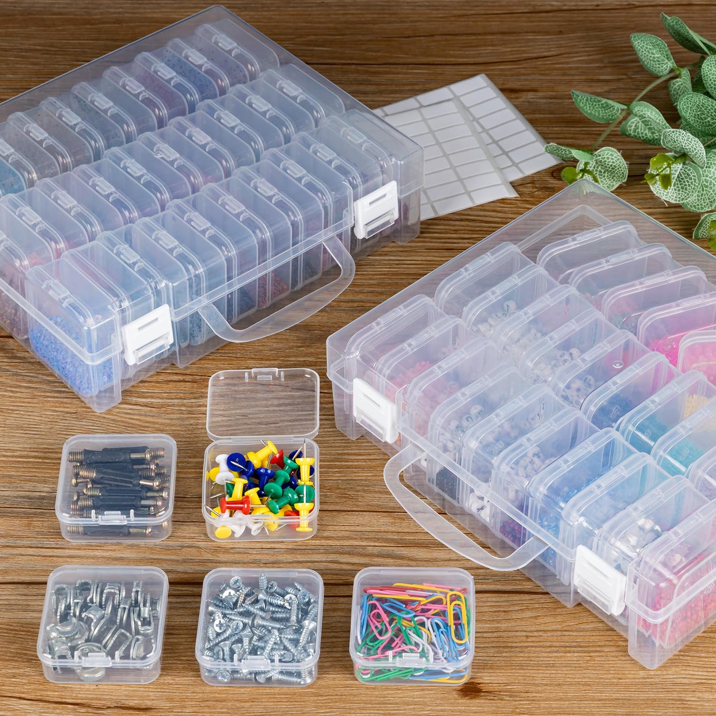 RONGLAIJIN 30 Grids Bead Storage Boxes, Portable Diamond Art Storage Boxes, Small Rectangular Storage Containers with Hinged Lids for Beads Seeds