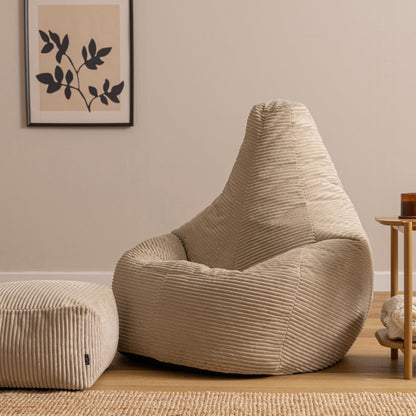 icon Dalton Large Cord Bean Bag & Footstool with Filling Included, Beige