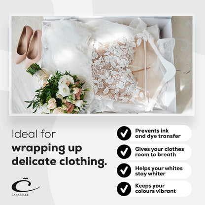Caraselle Extra Large Tissue Paper - Jumbo Size 100x75cm - Versatile White Tissue Paper Sheet for Clothes, Art Collection, & Gift Wrapping - Acid-Free