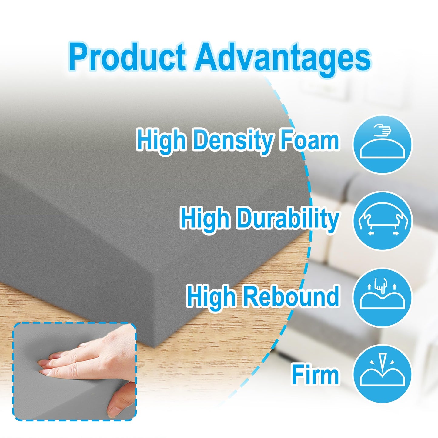 moonoom 20" x 20" Foam Cushion Couch Cushion Support - Living Room Sofa Sag Support