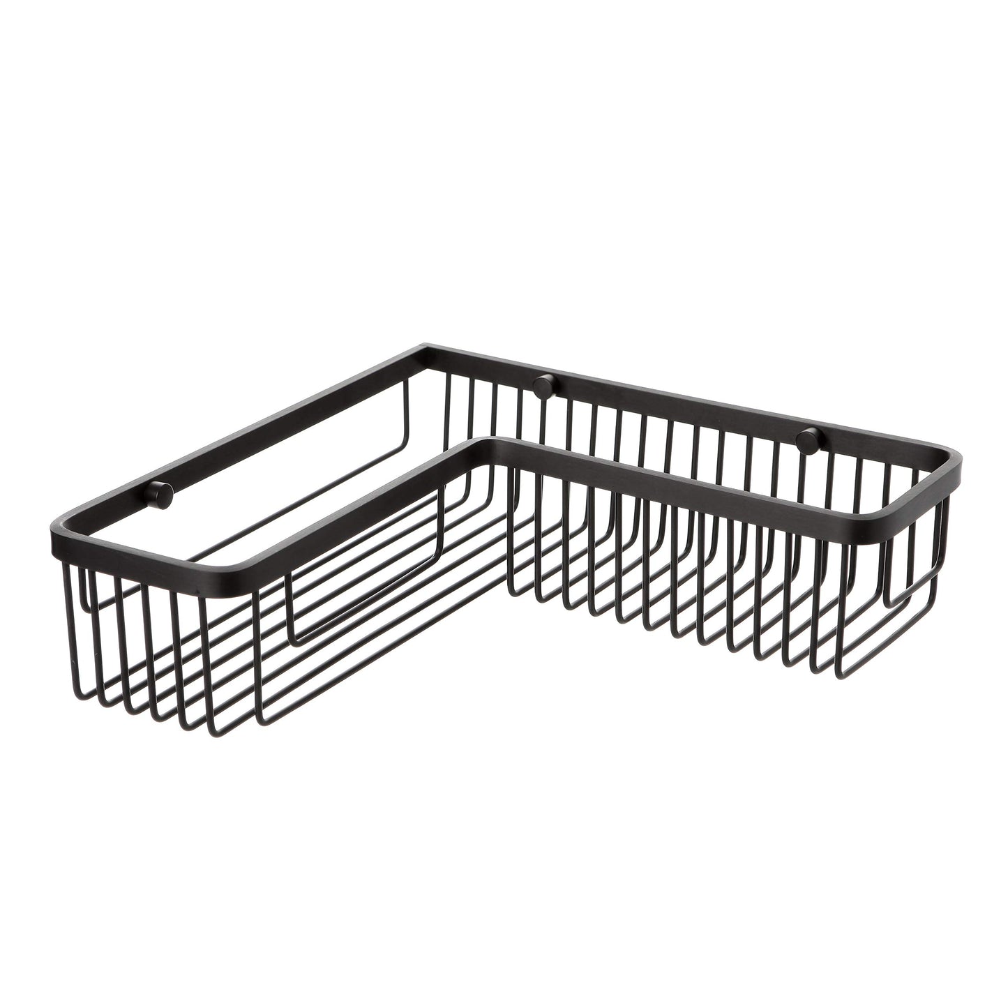 TATAY - L-shaped corner shower basket. Black aluminium. Dimensions: 30x8.5x30cm