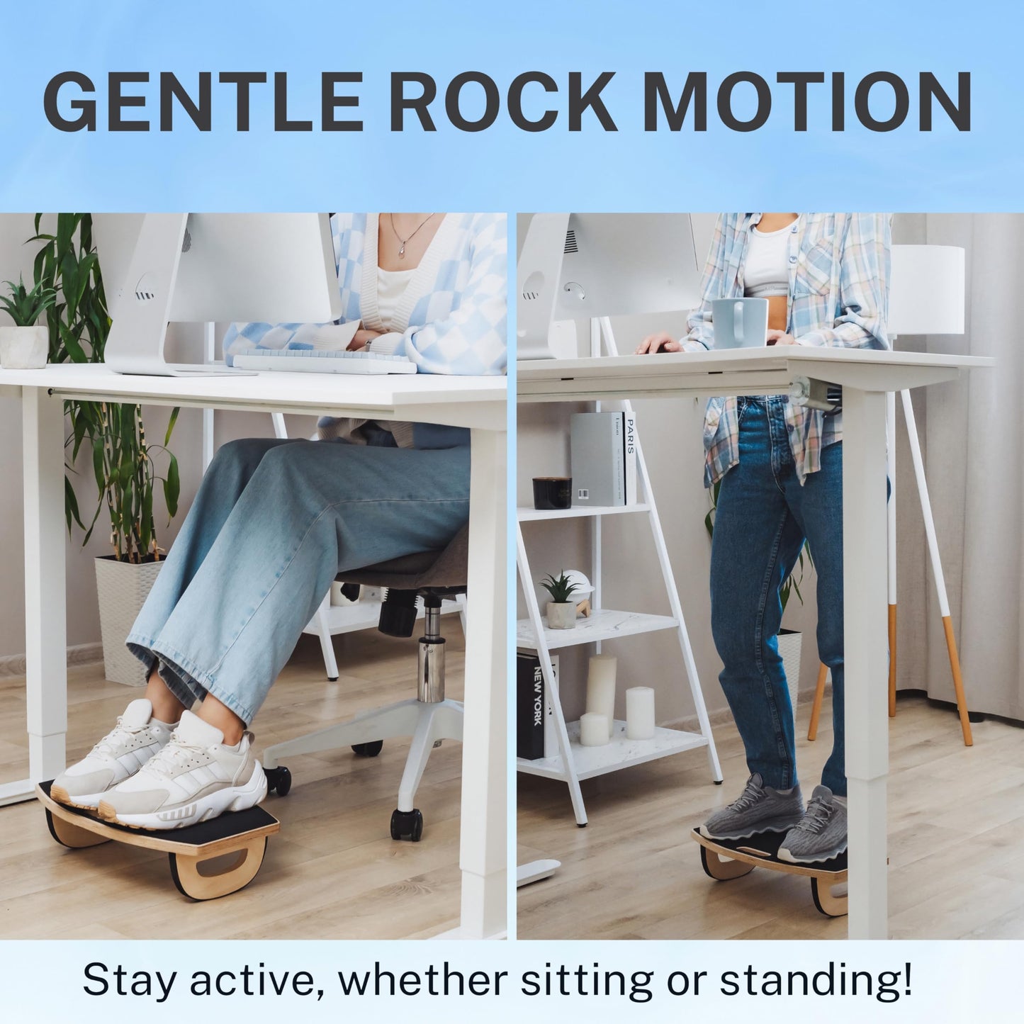 MSZERONE Footrest Under Desk – Ergonomic Wooden Foot Rest Rocker with 3M EVA Anti-Slip Surface – Balance Board & Foot Stool for Office, Home, Gaming