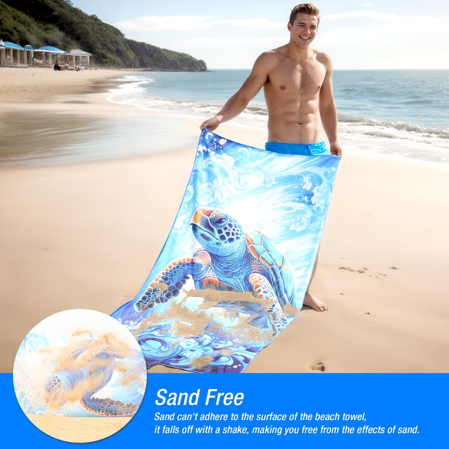 ZIOSINM Beach Towel Microfiber Beach Towel for Adult, 180 * 90cm Extra Large Beach Towel for Swimming, Beach, Travel, Sand Free, Quick Dry