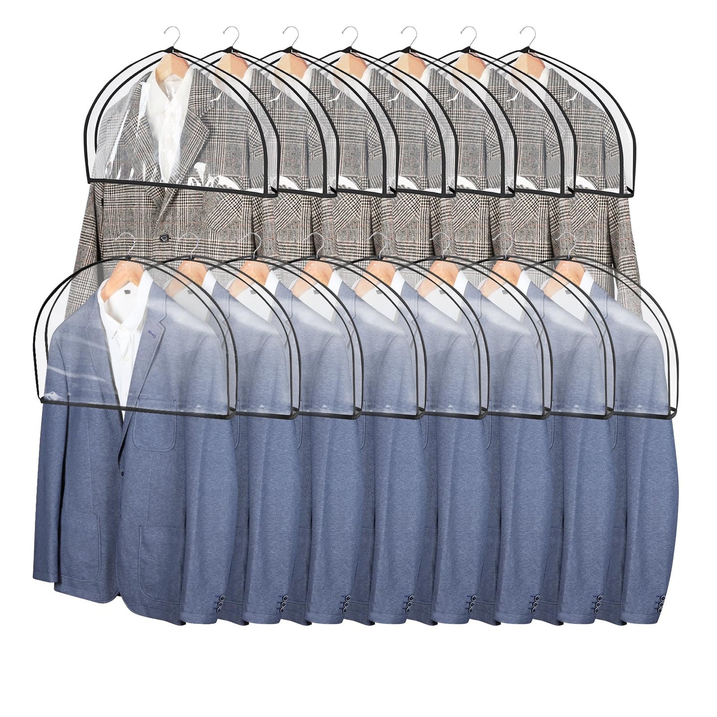 Syeeiex 15 Pack Clear Clothes Shoulder Cover with Wide Side Gusset, Dustproof and Waterproof Suit Shirt Jacket Shoulder Protective Cover