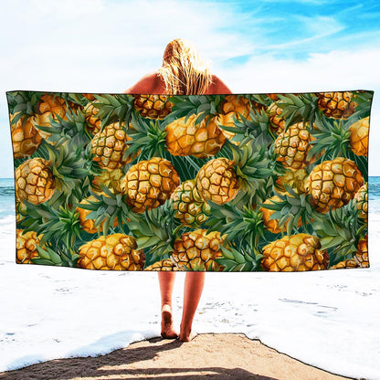 YISUMEI Pineapples Beach Towels for Adults Extra Large 180 x 90 cm, Fruit Pattern Print Microfibre Quick Dry Towel for Travel Swimming Camping Sports