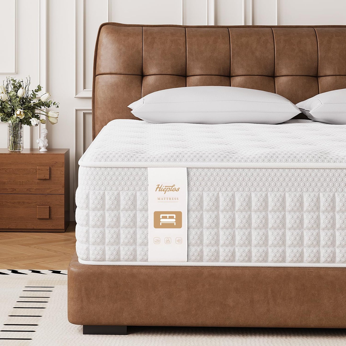 King size Mattress,5FT Orthopaedic Medium-Firm King Mattress,11.02 Inch Foam and Pocket Springs Rolled & Compressed,Comfort-Pressure Relief for