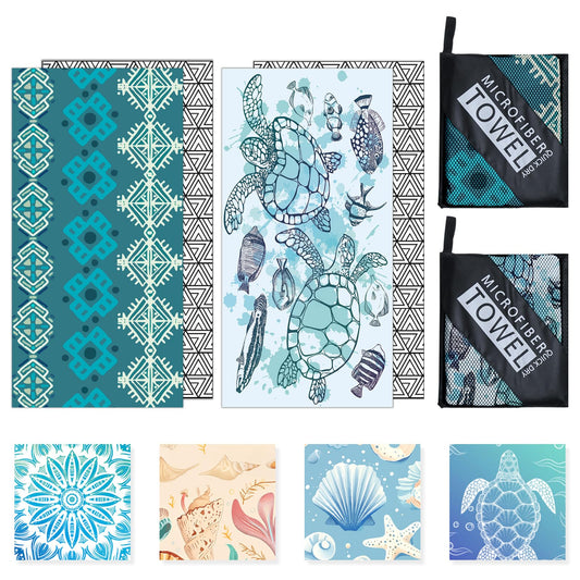Microfibre Beach Towels for Adults - 2 Pack 180x100cm Lightweight Beach Towel Extra Large, Sand Free & Quick Dry Beach Towel Extra Large for Travel,