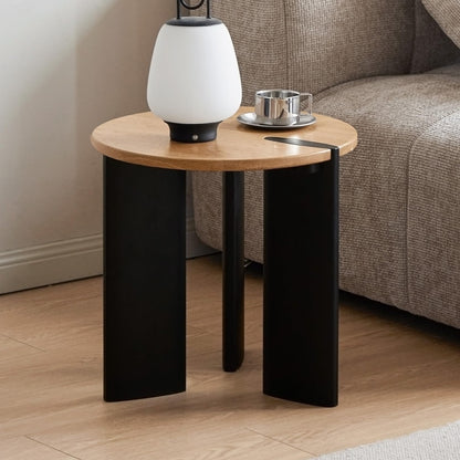YESWOOD Solid Wood Side Table with 2-Tone Finish, Zen Style End Table for Living Room & Balcony, Nature Wooden Bedside Table for Bedroom