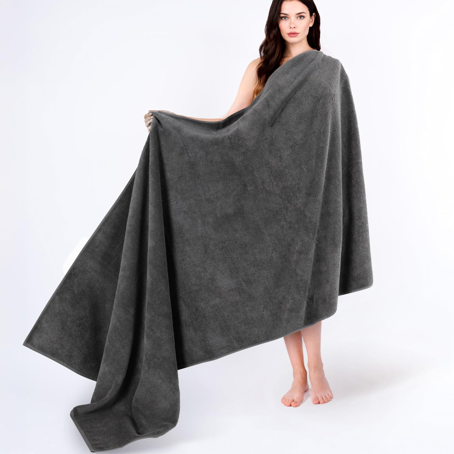 Cotton Paradise 100% Cotton 40x80 Oversized Bath Sheet, Extra Large Turkish Bath Towels for Bathroom, Dark Gray Bathsheet