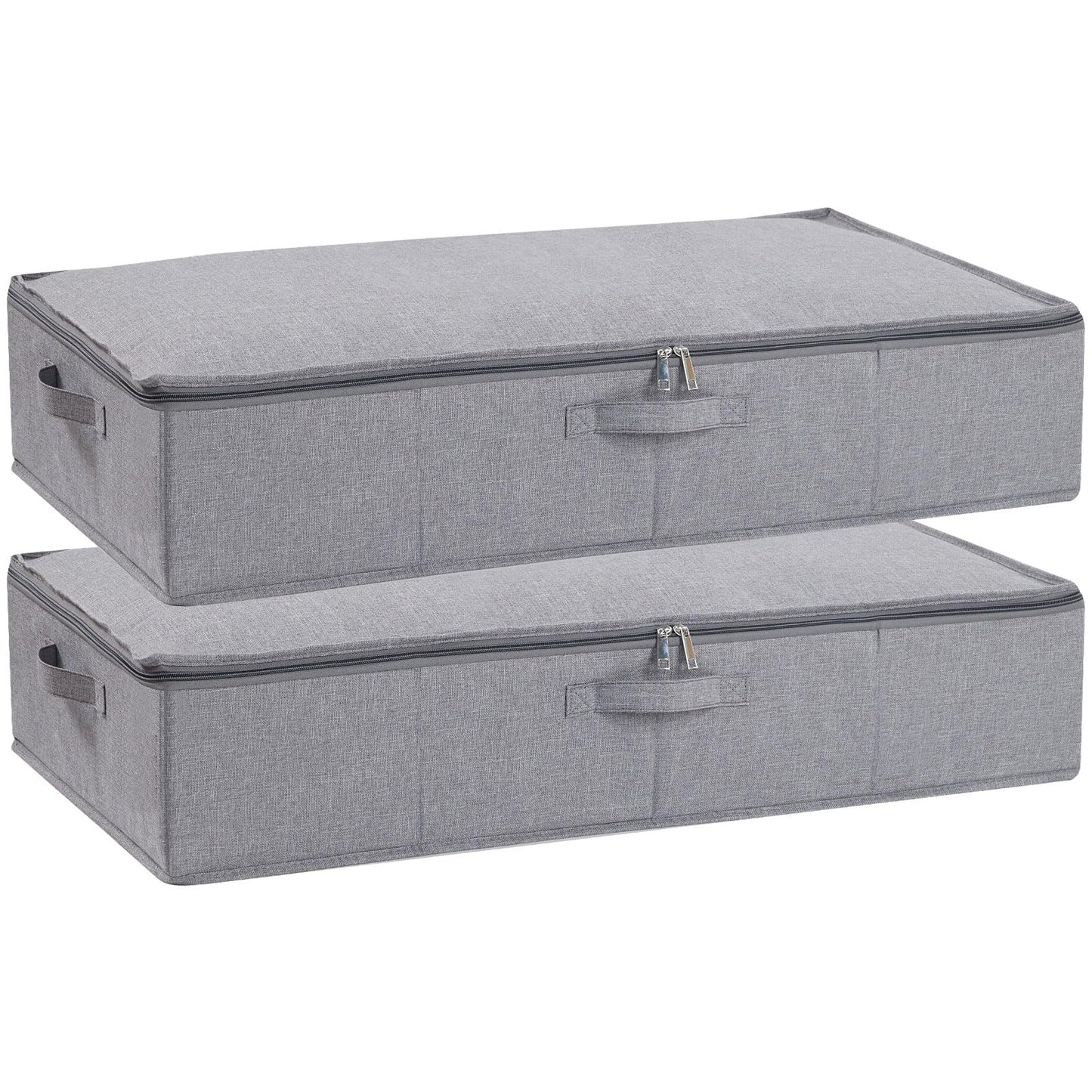 YheenLf 2-Pack Under Bed Clothes Storage Bgas with Lid, Foldable Wardrobe Organiser with Reinforced Handles for Blanket, Sheets, Clothing, Shoes,