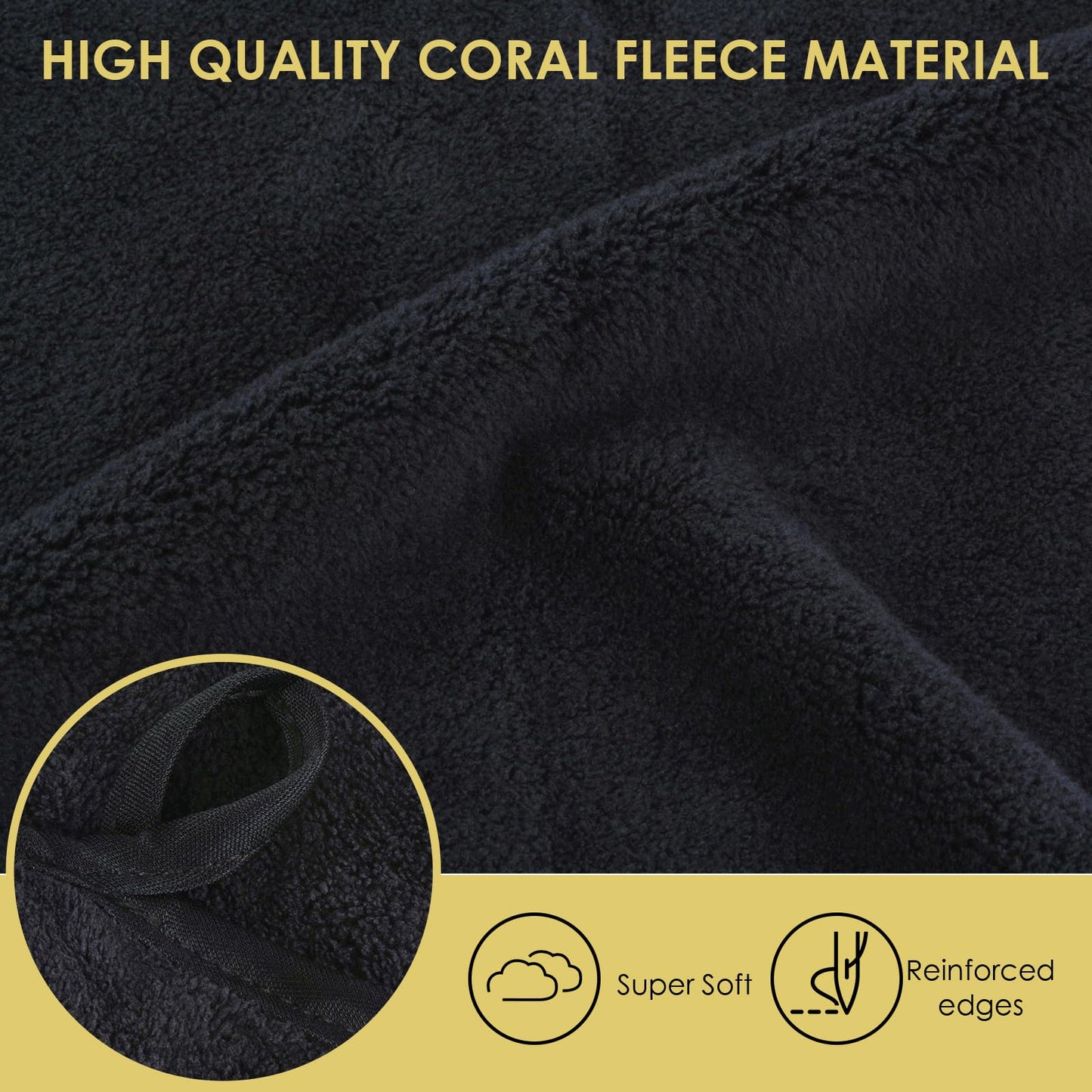 VIVOTE Black Hand Towel with Hanging Loop Small Hand Towels for Bathroom