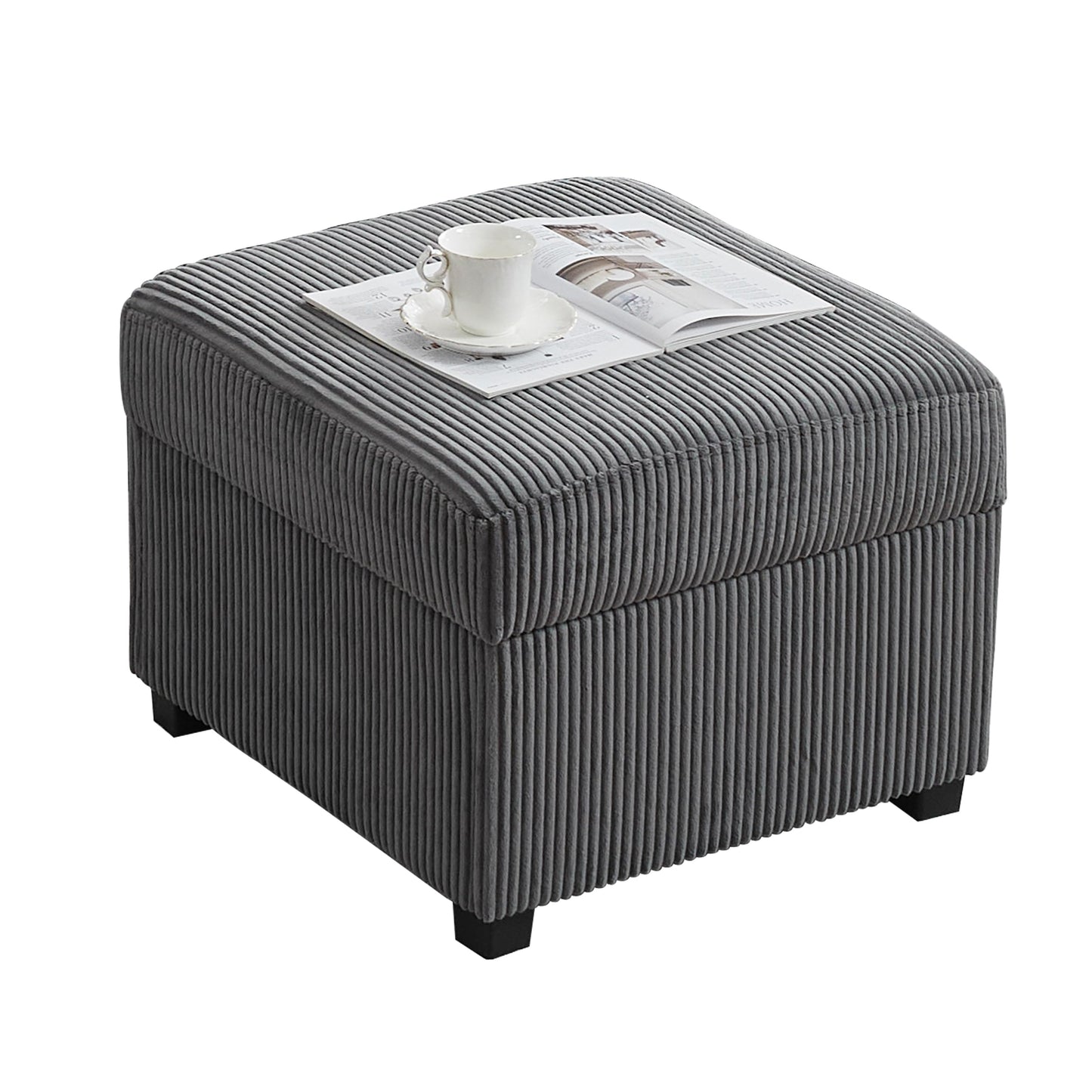 MAXYOYO Ottoman with Storage, 57CM Corduroy Footstool Multipurpose Foot Rest Sofa Stool