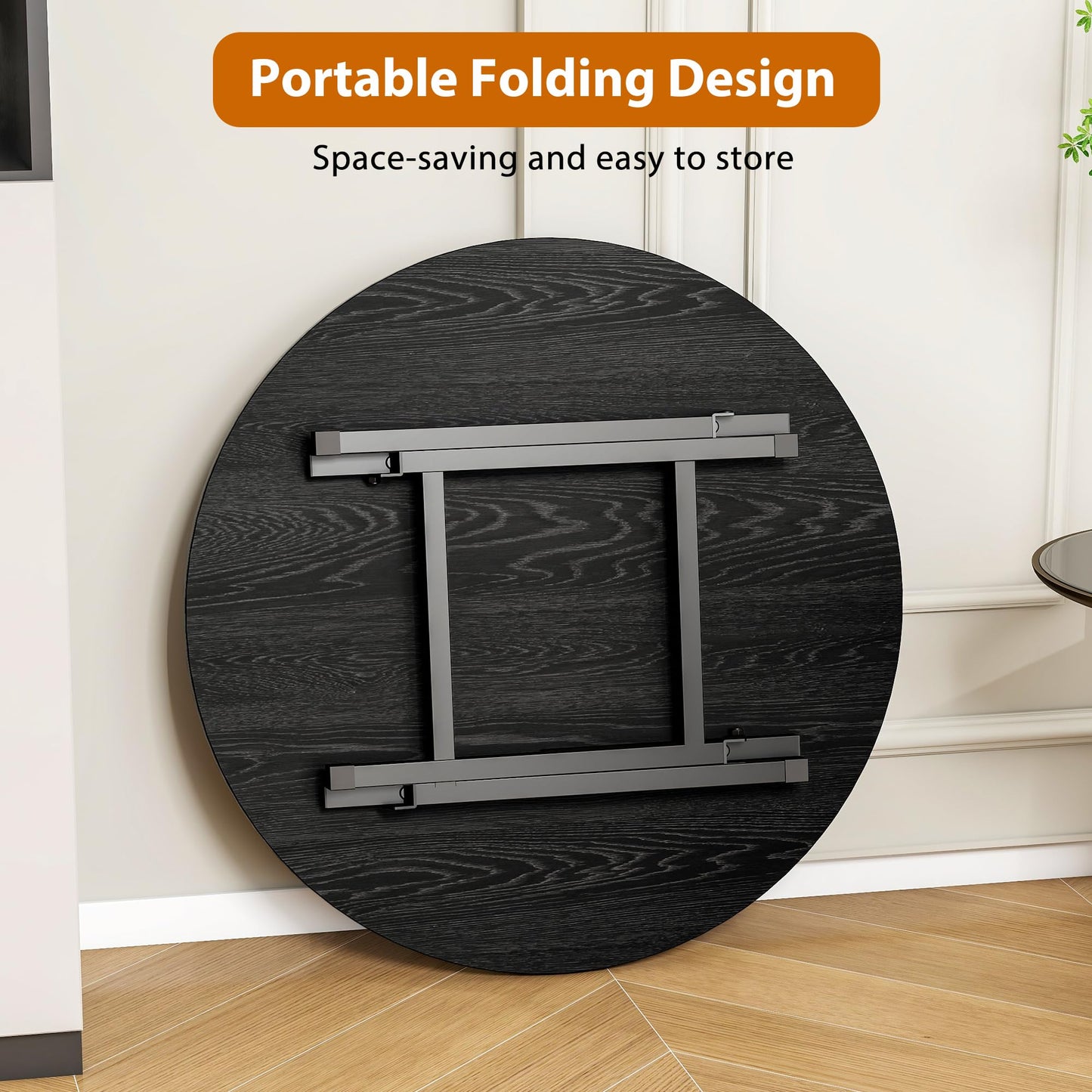 BOPRHOM Folding Coffee Table,Round Coffee Tables for Living Room/Bedroom,Space Saving Small Foldable Coffee Tables,Tea Table Side Table Center Table