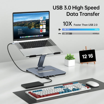 BENFEI Laptop Stand with USB C 6in1 Hub, HDMI 4K@60Hz, 4*USB3.0, 100W PD Compatible with MacBook Pro/Air, iPad Pro, XPS, Thinkpad