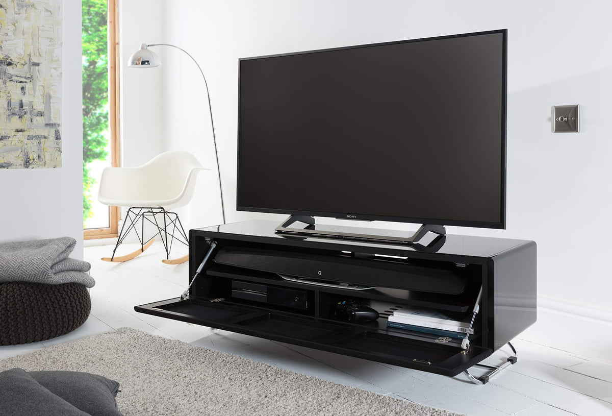 Alphason Chromium Concept TV Cabinet - Black, 120 x 42 x 40cm WxDxH
