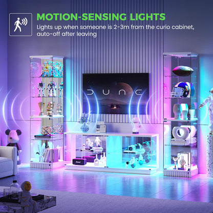 5-Tiers RGB Corner Display Cabinets with Human Body Sensor for Collectibles