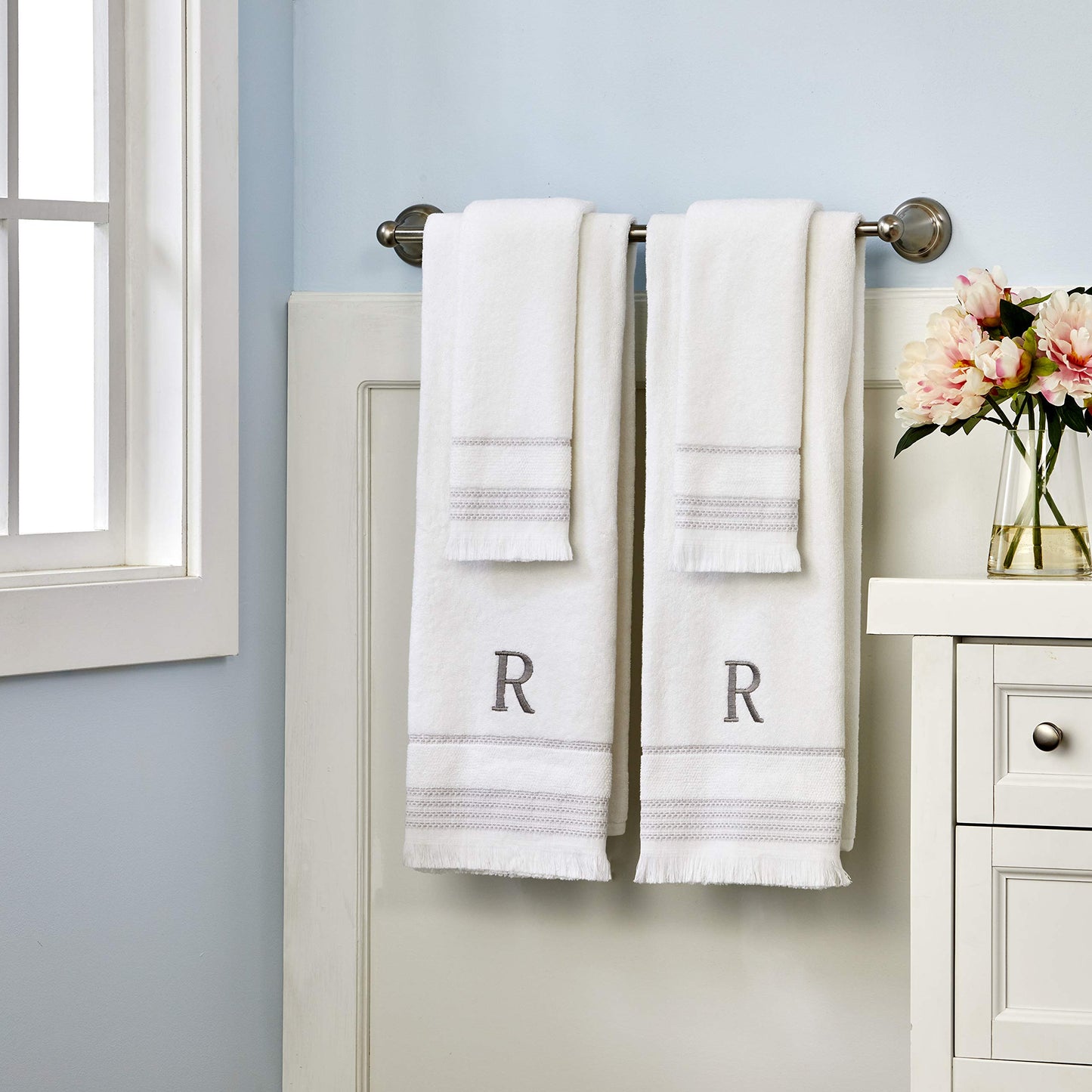 SKL Home Casual Monogram Bath Towel, D, 28x54