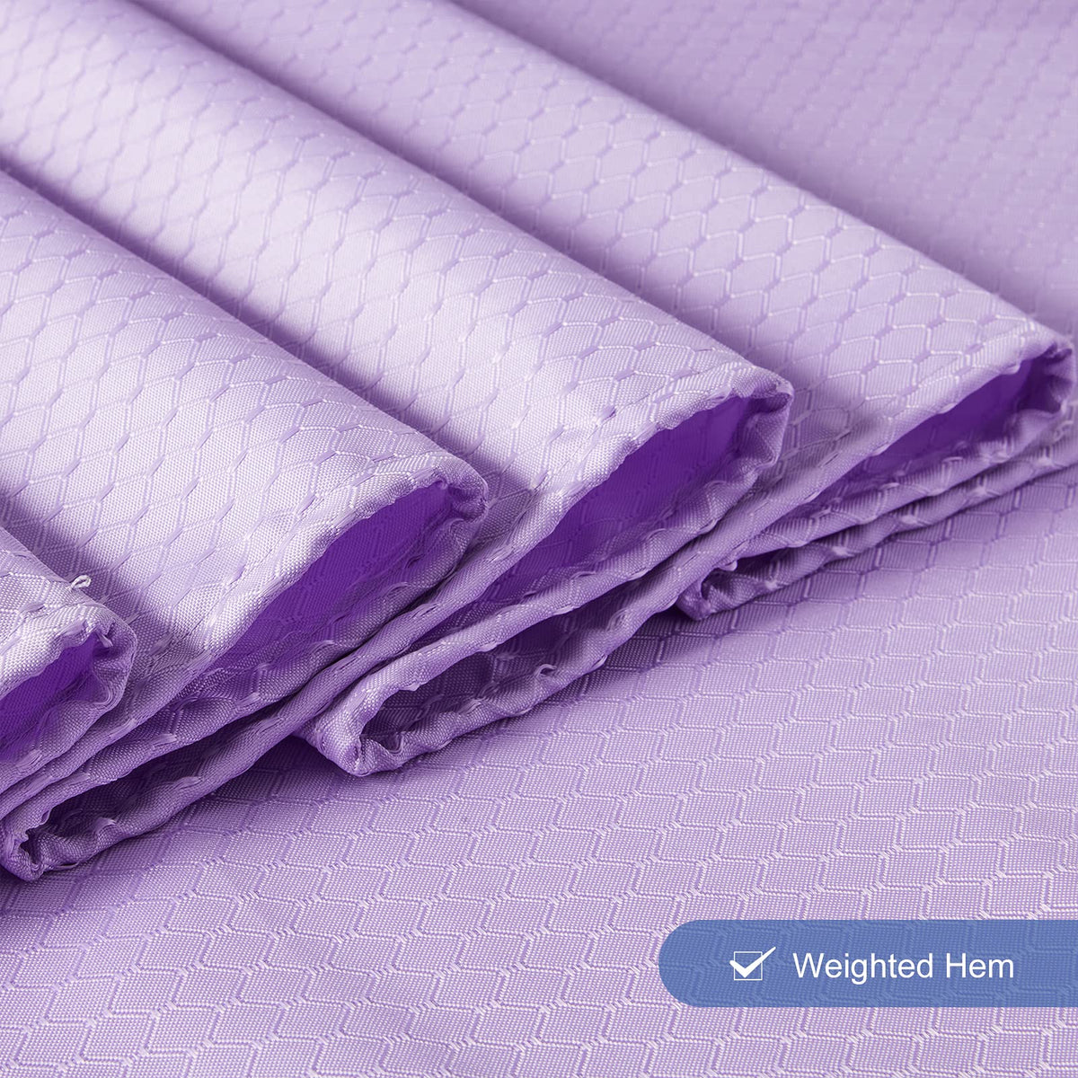 Furlinic Long Shower Curtain Waffle Waterproof Mildew Resistant Purple Bath curtains Polyester Fabric Weighted for Bathroom with Hooks 71x84 Inch.