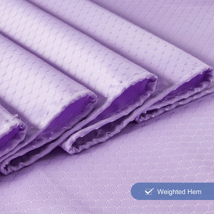 Furlinic Long Shower Curtain Waffle Waterproof Mildew Resistant Purple Bath curtains Polyester Fabric Weighted for Bathroom with Hooks 71x84 Inch.