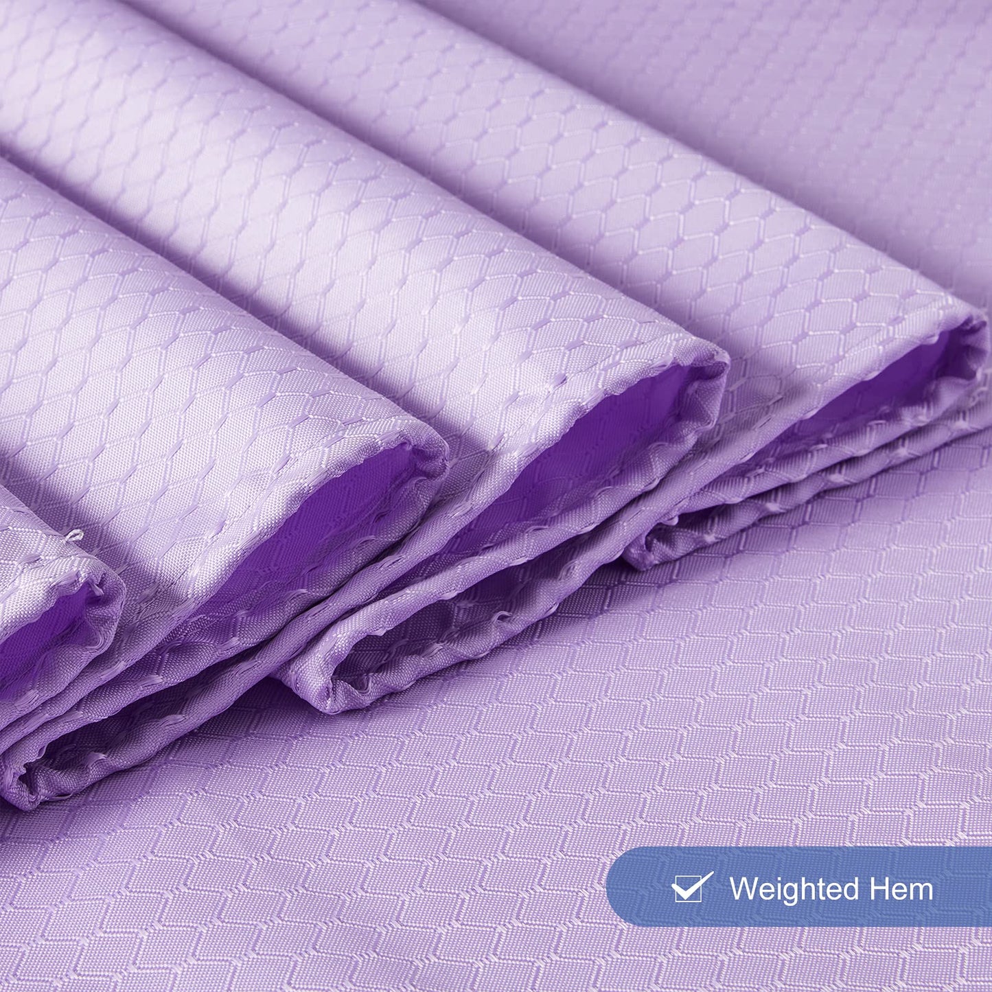 Furlinic Shower Curtain Mould Proof Resistantand Waterproof Bath Curtains Purple 180x180cm Waffle Polyester Fabric Washable for Bathroom with Hooks