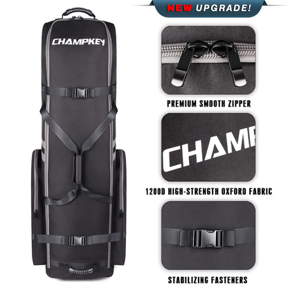 CHAMPKEY 1.0 Premium Soft Padded Golf Travel Bag - 1200D Oxford Fabric (Black)
