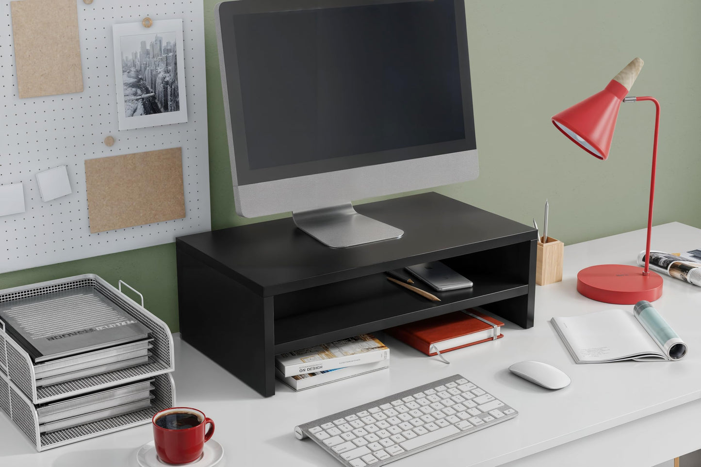 ComfortCove Monitor Stand, 2 Tiers Computer Monitor Riser, Black