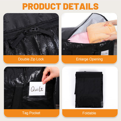 6 Pack 90L Moving Bags, Heavy Duty Storage Bags Dorm Moving Essential,Black